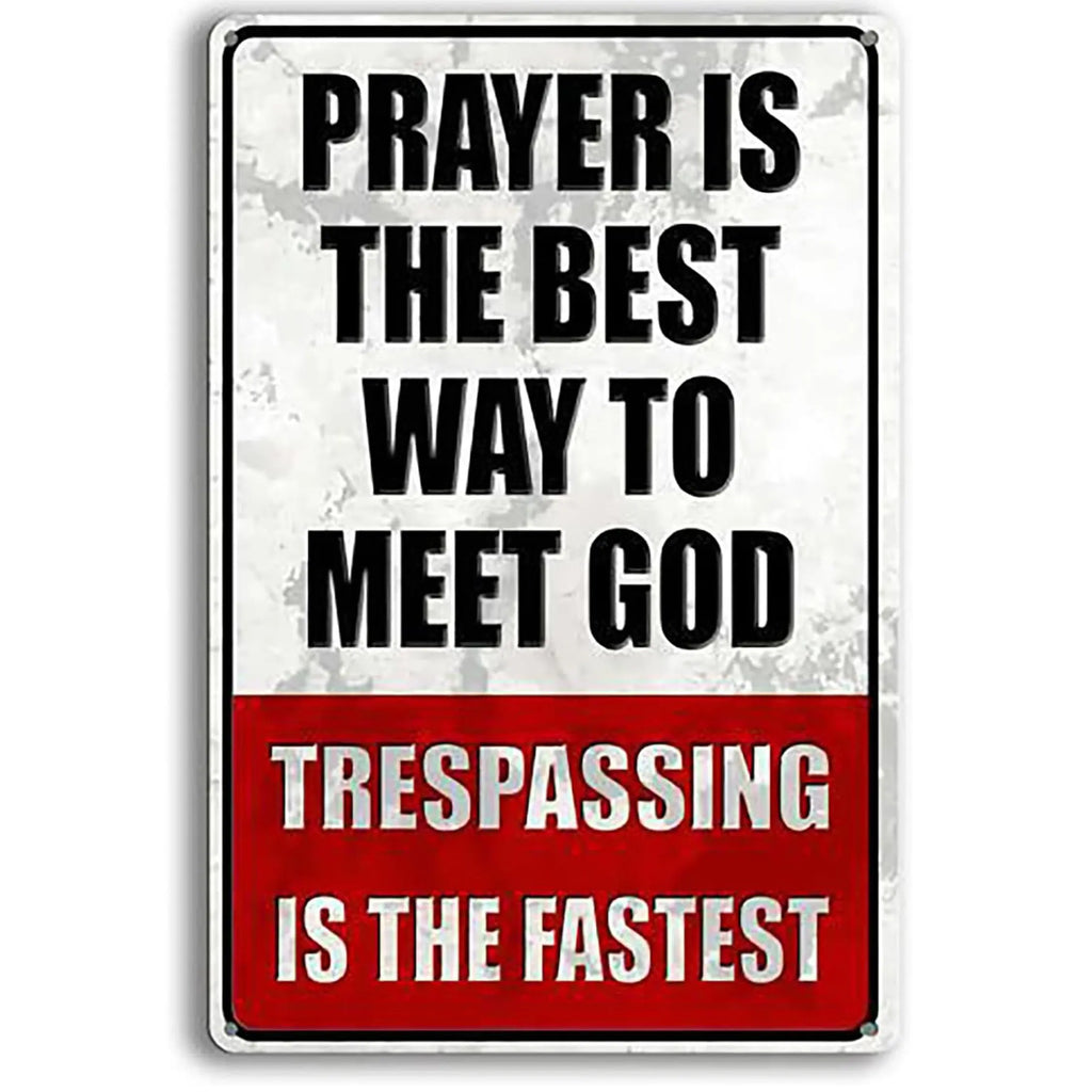 Funny No Trespassing Metal Sign – Private Property Warning Tin Sign for Fence, Yard, Garage, Farm, Door or Man Cave, Waterproof Vintage Aluminum Wall Decor, Pre-Drilled Holes, 8x12 Inch