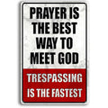 Funny No Trespassing Metal Sign – Private Property Warning Tin Sign for Fence, Yard, Garage, Farm, Door or Man Cave, Waterproof Vintage Aluminum Wall Decor, Pre-Drilled Holes, 8x12 Inch