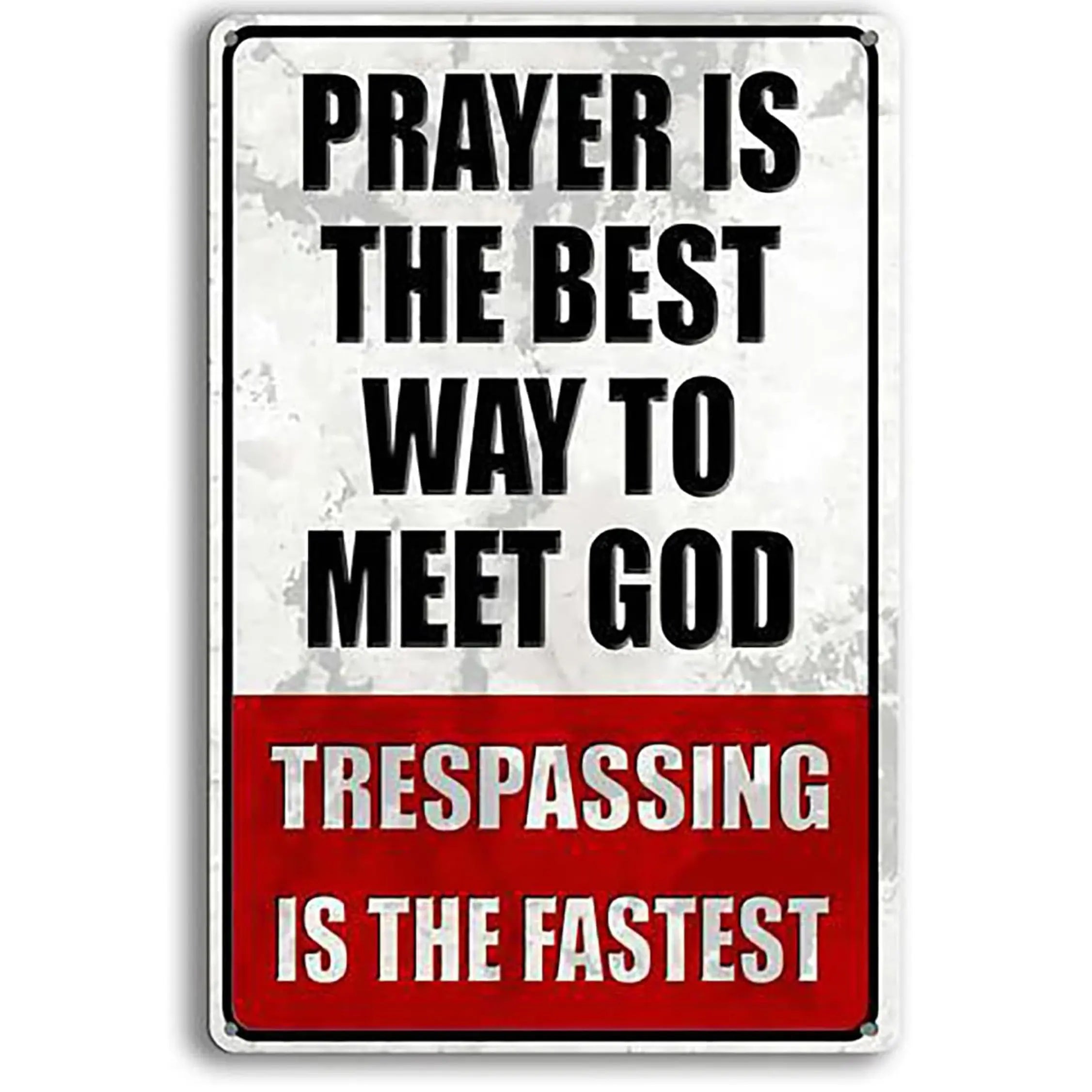 Funny No Trespassing Metal Sign – Private Property Warning Tin Sign for Fence, Yard, Garage, Farm, Door or Man Cave, Waterproof Vintage Aluminum Wall Decor, Pre-Drilled Holes, 8x12 Inch