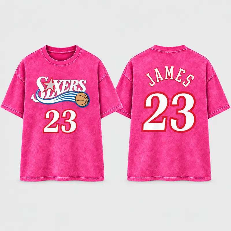 Unisex Vintage Basketball Graphic T-Shirt, Oversized Washed Tee with Number 23, Retro Sports Streetwear Shirt