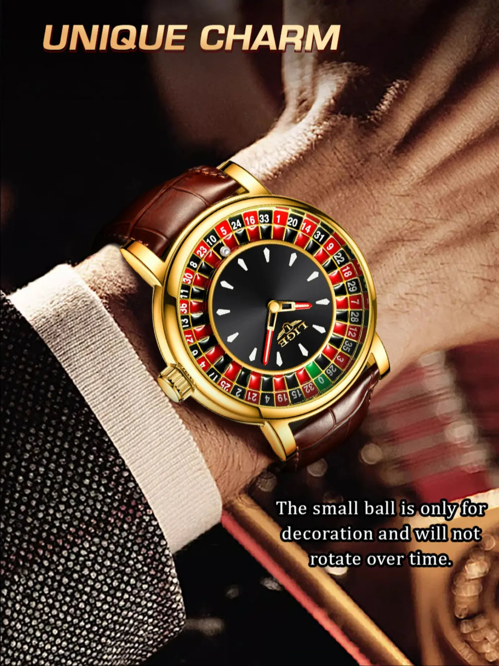 Men's Fashion Round Russian Roulette 12 Zodiac Theme Interactive Quartz Watch, Waterproof Design for Parties and Daily Wear