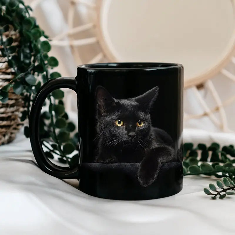 1pcs, Black Cat Coffee Mug, Ceramic Funny Coffee Mug, Funny Coffee Cup, Funny Beverage Mug, Funny Design Mug, Classic Coffee Mugs, Perfect Cat Lover Gift, Great Birthday or Valentines Surprise, Christmas Gifts