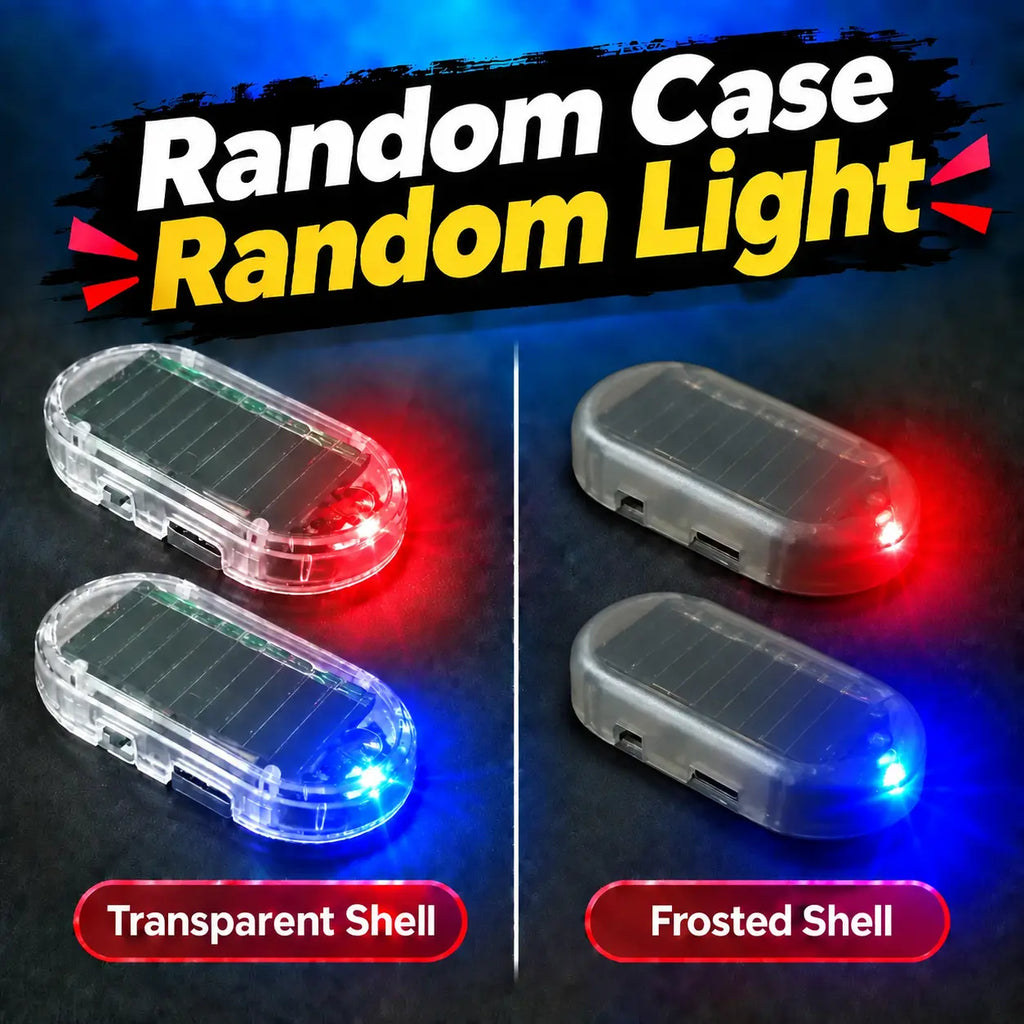Solar Powered Fake Car Alarm Light,  Plastic Material Auto Light Sensor LED Simulated Security Warning Flashing Light, No Wiring DIY Car Anti-Theft Dummy Alarm Lamp