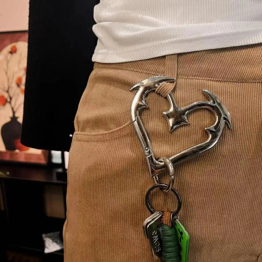 2026 New Valentine's Day Gothic Heart-Shaped Zinc Alloy Carabiner Keychain, Sturdy Durable Heavy-Duty Secure Clip, Unisex Adults' Everyday Gaming Accessory for Keys, Bag Charms, sohochic