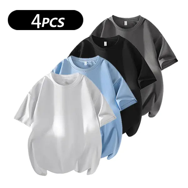 summervibes Men's 3PCS 100% cotton Crew Neck T-Shirts Set - Soft Loose Fit Navy Gray Black Tees for Casual Daily Wear Crewneck Classic