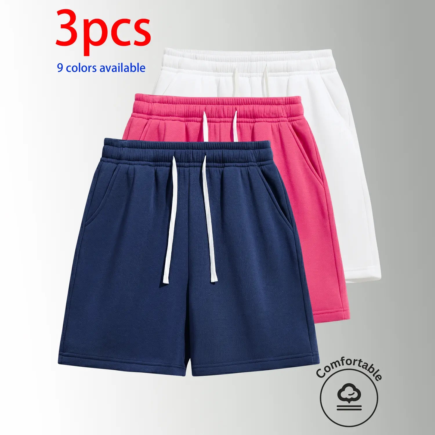 Unisex 3-Pack 5-Inch Drawstring Athletic Shorts: Breathable Running & Casual Shorts