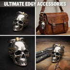 3D Skull Stainless Steel Keychain for Men, Gothic Punk Metal Charm, Cool EDC Gift for Bikers