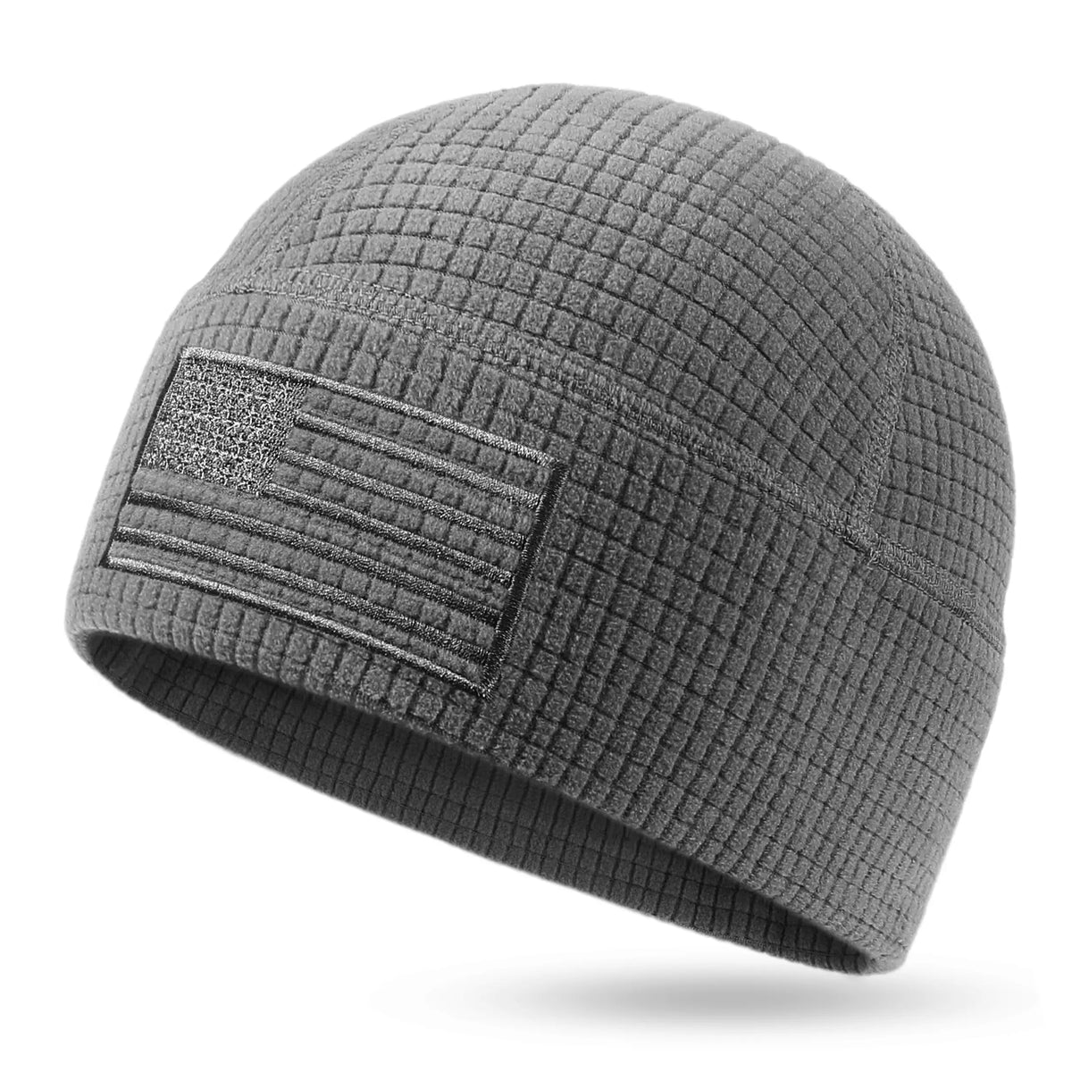 OUTDOOR SHAPING Patriotic American Flag Waffle Grid Recycled Poly Fleece Beanie - Casual, Soft Lightweight Adult Skull Cap, One Size Patriotic Hat with Waffle Fleece Traps Warmth, Accessories Adults for Running, Cool Gifts for Guys