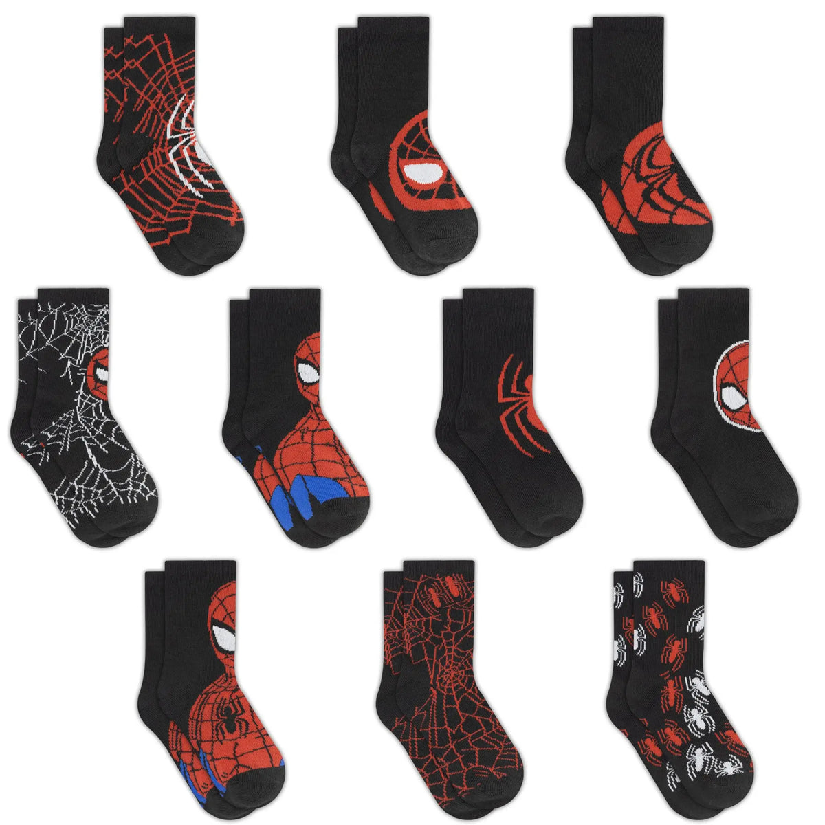 Marvel Spider-Man Boys Printed Youth Socks (10-Pack)
