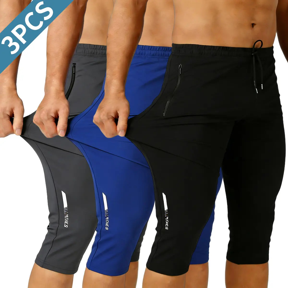 3-Pack Men's Ice Silk Straight-Leg Shorts | Below Knee Athletic Casual Shorts