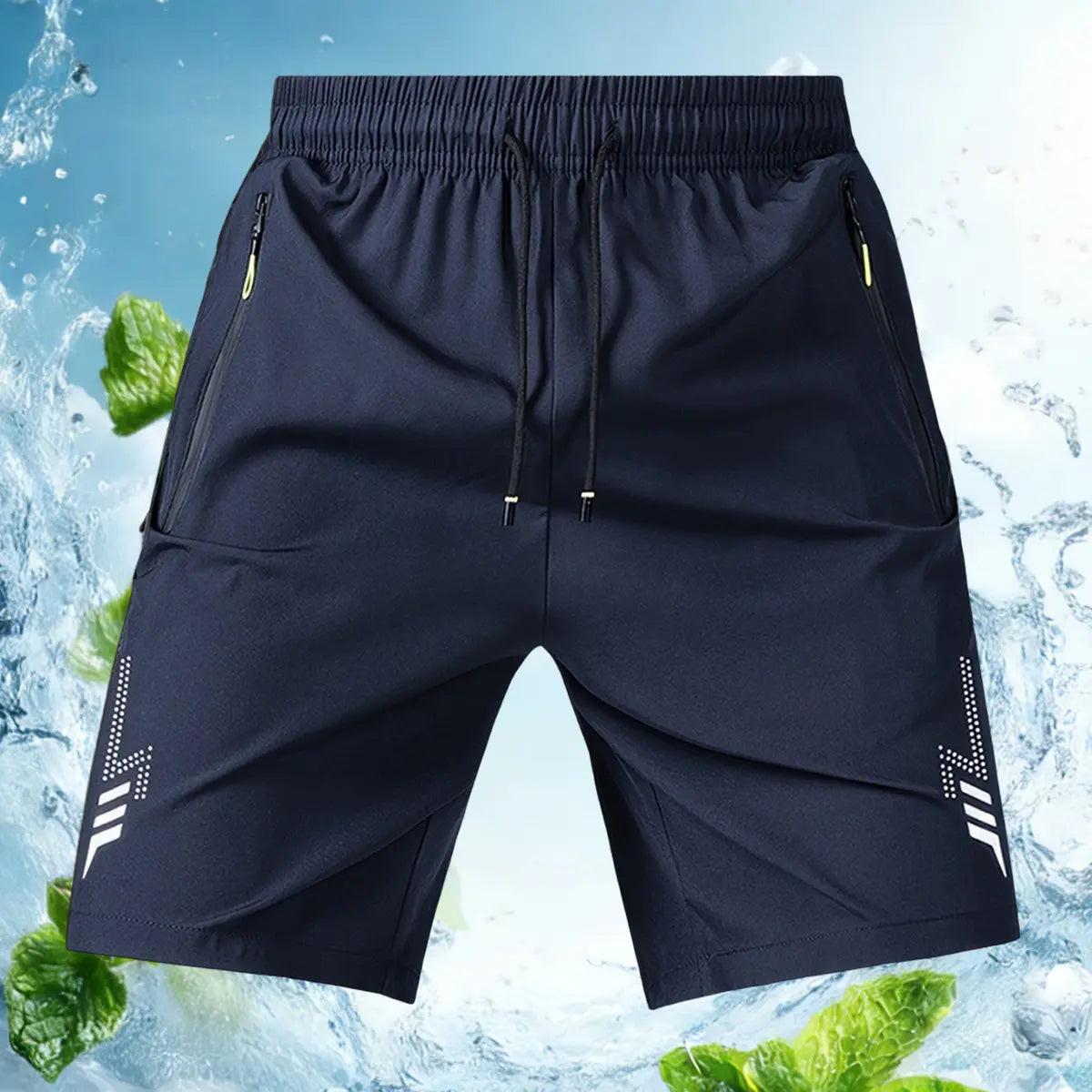 3-Pack Men's Athletic Shorts - Reflective Geometric Prints, Zipper Pockets