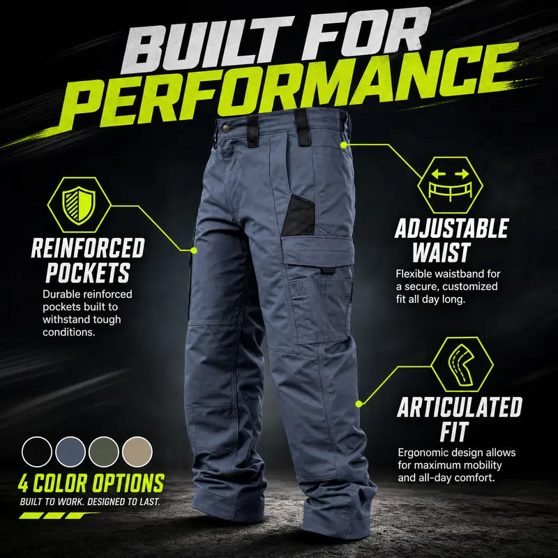 Amoyer Men's Tactical Work Pants With Multiple Pockets - Made Of Durable Fabric, Available in Multiple Colors, Fishing, outdoor activities, work, hiking, camping, 230g/m² new fabric,Versatile For Spring, Autumn, And Summer, Safe Work Pants, Trouser
