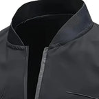 Men's Zip-Up Pilot Jacket with Pockets and Letter Embroidery