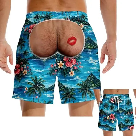 Men's Novelty Patriotic Swim Trunks - American Flag Freedom & Chill Quick Dry Beach Shorts with Mesh Lining - Funny Ugly Summer Hawaiian Shirt Vacation Gifts for Him