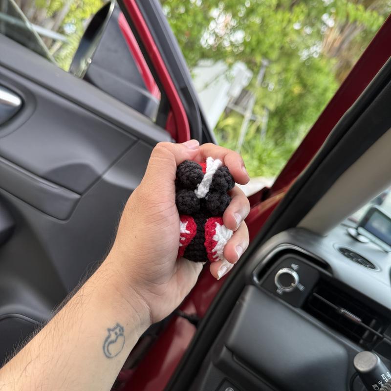 Handmade Whimsical Crochet Rearview Mirror Hanger - Yarn Plush Ornament, Unisex Unique Gift, Cute Car Decorations, Automotive/Vehicle Decoration, Auto Accessories, DIY Knitting & Crochet Craft Item