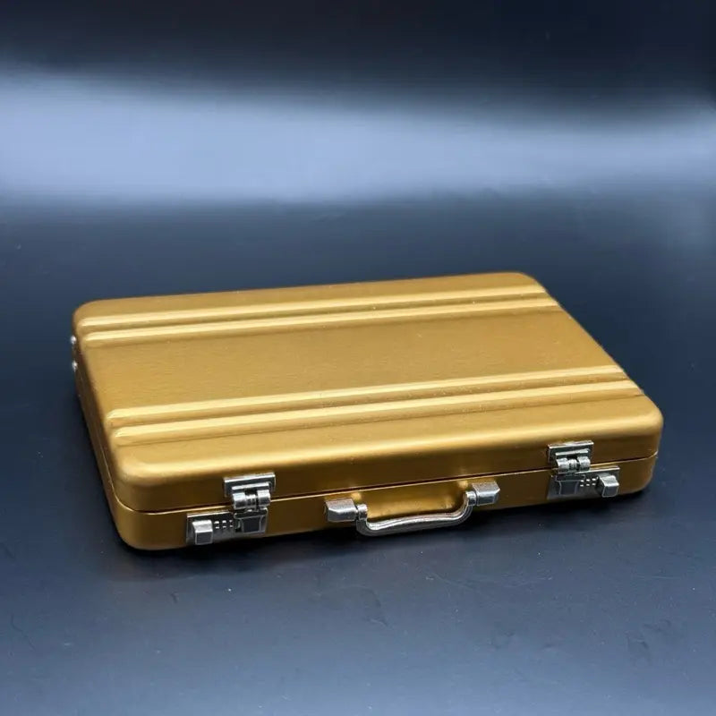 Mini Gold Briefcase & Autism Card - Pocket Suitcase Wallet For Cards (+ 1 Autism Excuse Card Included)