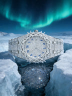 Unisex New Hip-Hop Style Quartz Watch, Fashion Wristwatches, Analog Wristwatch, Quartz Analog Timepiece, Rhinestone Strap & Full Iced-Out Large Dial, Unique Zirconia Design Wrist Watch, Party Gift for Men and Women, Fashionable Party Watch