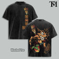 Men's Vintage 90s Crash Bandicoot Oversized Heavyweight Cotton Short-Sleeve Tee - Aku Aku Mask Graphic, Retro Platform Game Streetwear, Cotton Graphic Tees for Gaming Fans, Shortsleeve