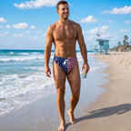 Men's Novelty Patriotic Swim Trunks - American Flag Freedom & Chill Quick Dry Beach Shorts with Mesh Lining - Funny Ugly Summer Hawaiian Shirt Vacation Gifts for Him