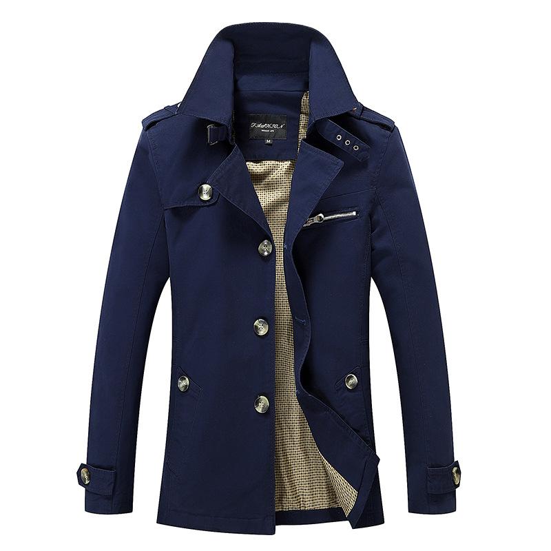 Men’s Elegant Plain Long Pea Coat - Single-Breasted, Turn-Down Collar, Slim Fit Casual Outdoor Jacket, Mens Tops Outerwear for Office, Everyday Wear