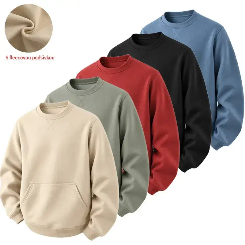 3 Pack Men Fall Winter Crewneck Pullover, Loose Long Sleeve Crewneck Sweatshirt, Soft Casual Streetwear Top for Young Men Daily Hangout Outdoor Going Out Trendy Everyday Outfit