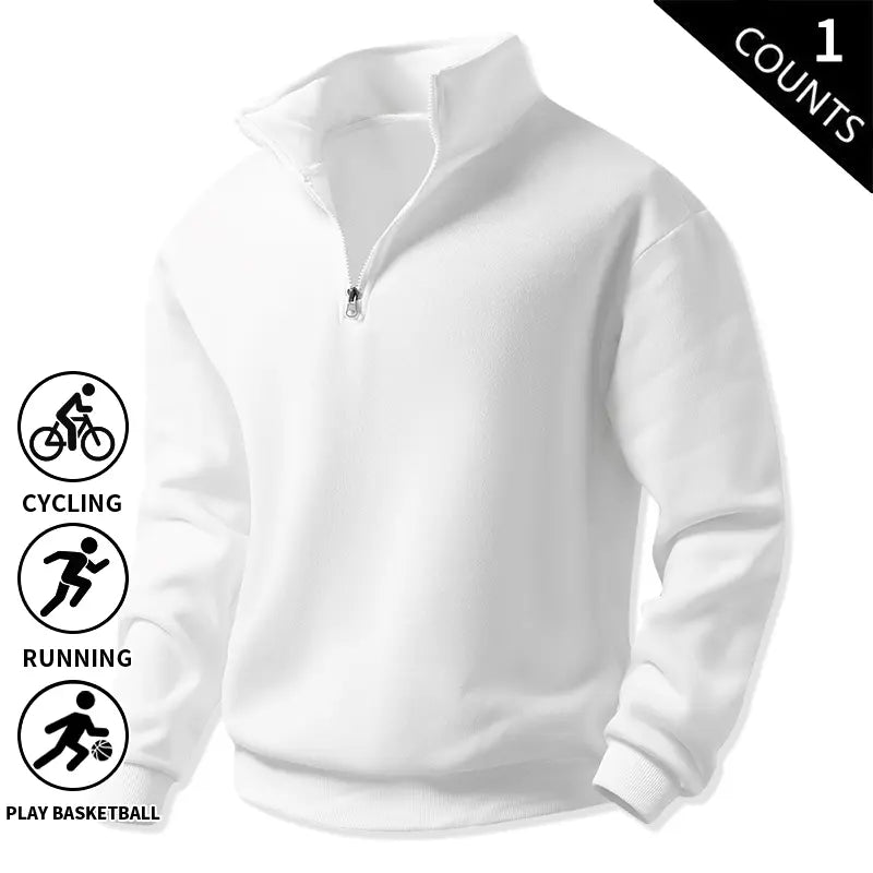Men’s 3-Pack Quarter-Zip Fleece Sweatshirts, Soft Stand-Collar Loose-Fit Athletic Long-Sleeve Pullover Tops