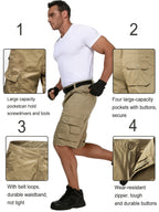 3-pack men’s cargo pants, tactical men’s shorts, men’s shorts with multifunctional pockets, suitable for golf and outdoor activities, men’s hiking shorts, wear-resistant, wrinkle-resistant, breathable shorts
