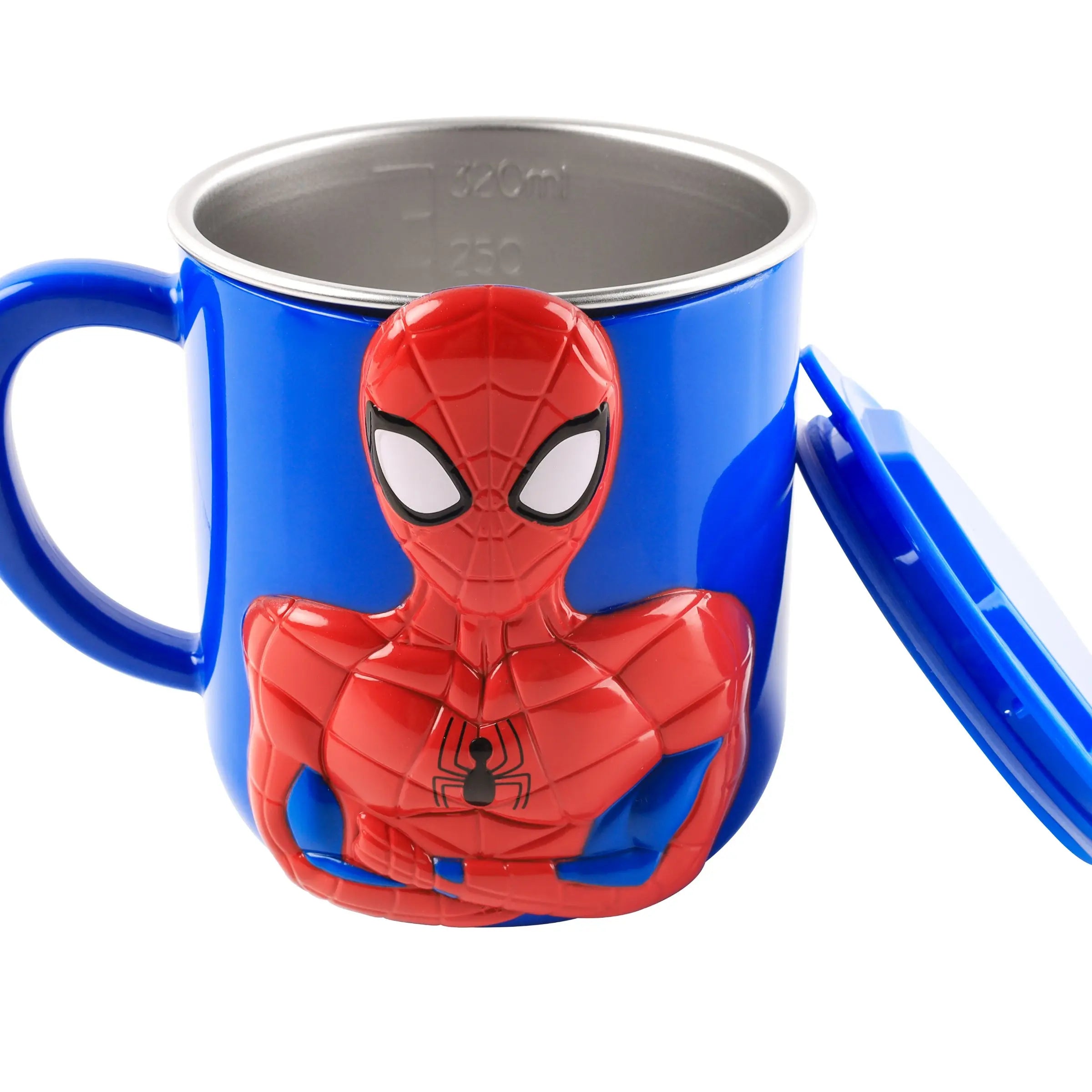 Marvel Officially Licensed Spider-Man 3D Mug, Stainless Steel Insulated Coffee Cup with Lid & Straw, 260ml/320ml, Aesthetic Desk Decor, Back to School Teen Boy Gamer Gift, Heavy Duty Leakproof Travel Tumbler