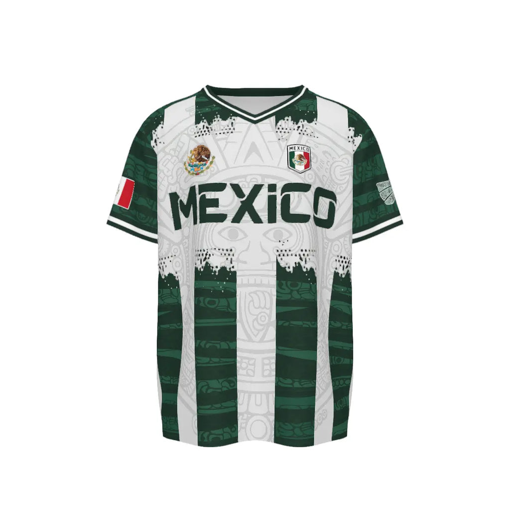 2026 Mexico Aztec Calendar Soccer Jersey, All over Print, Casual Style for All Seasons, Unique Piedra del Sol Design, Classic Throwback Jersey