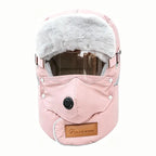 Unisex Fleece-Lined Outdoor Biking Hat with Goggles, Casual Style, Thick Inner Lining, Full Face Coverage, Warm Winter Sports Accessory (QXM)