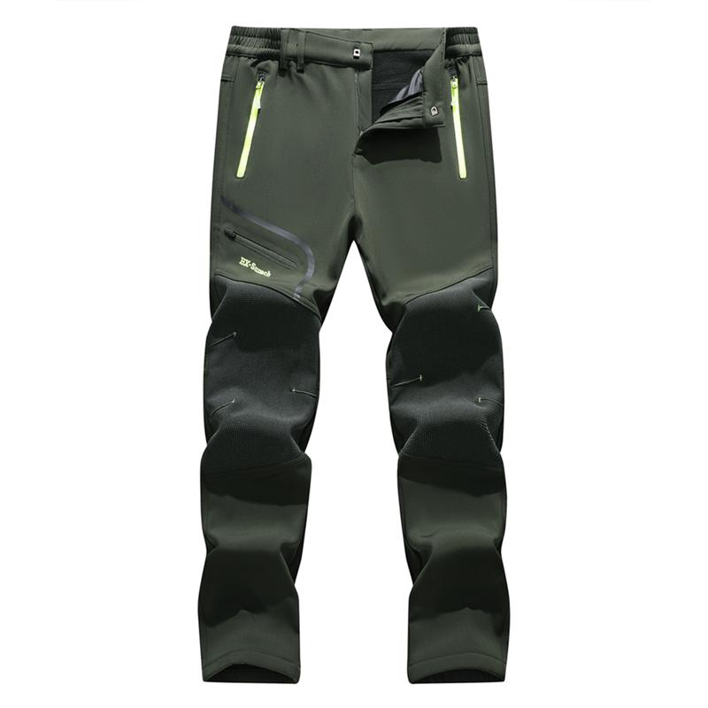 Men's Plain Polyester Fleece Insulated Thermal Pants - Heavy-Duty Waterproof Softshell, Below-the-Ankle, Heat-Reflective, Zip Pockets, Cold Weather Male Clothing Clothes Products for Hiking, Adventure