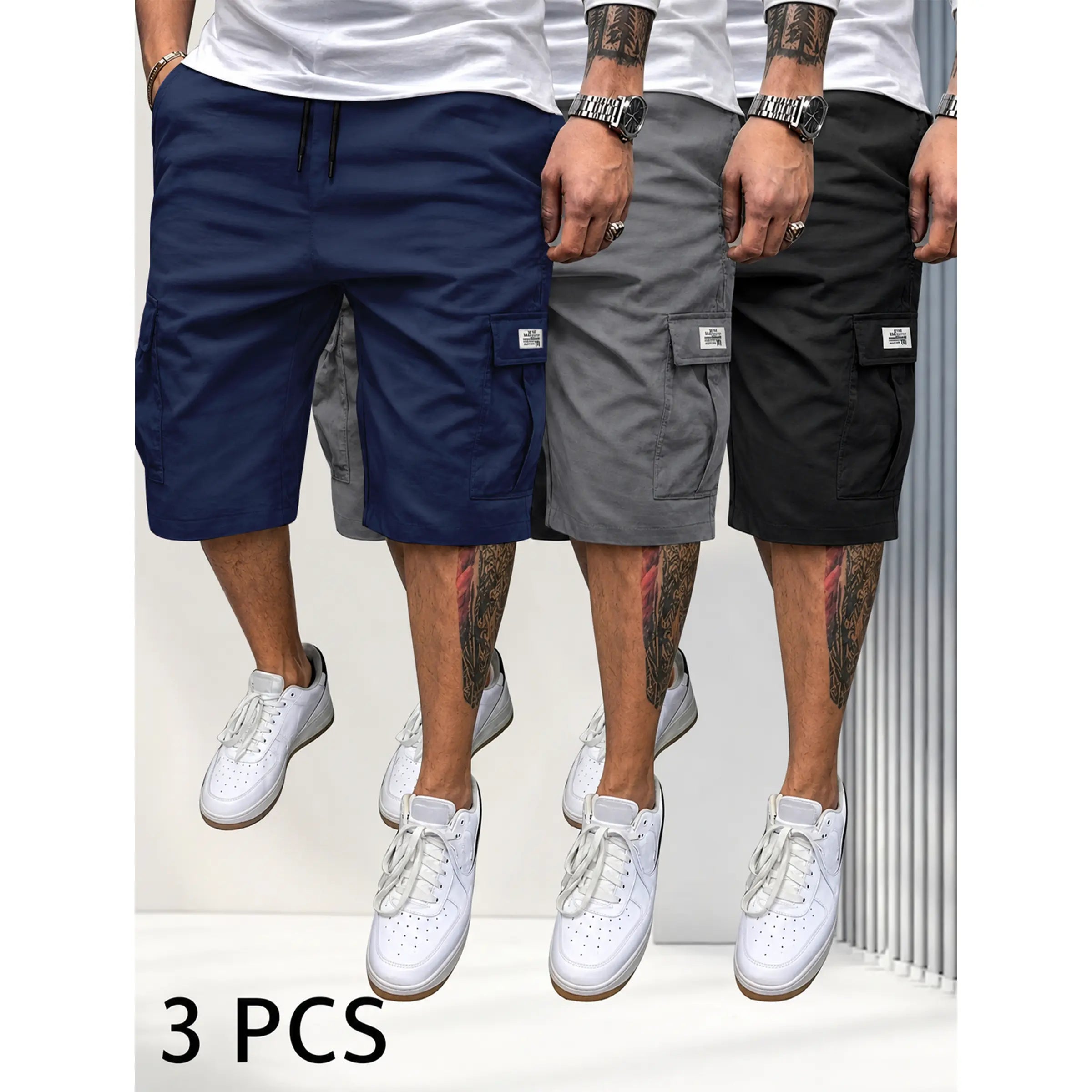 Men's 3-Piece Fitted Casual Shorts Set