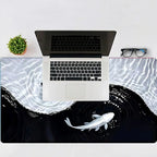 Extra Large Yin Yang Koi Waves Gaming Mouse Pad Desk Mat 35 x 16 Inches with Non-Slip Rubber Base and Durable Stitched Edge, Desktop Accessory, Desk Accessories, Perfect Gift for Home and Office, Christmas
