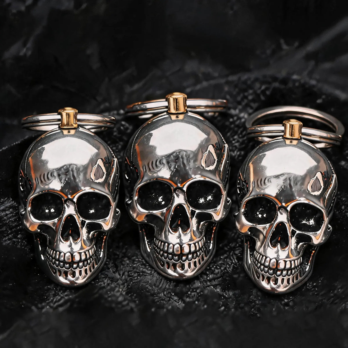 3D Skull Stainless Steel Keychain for Men, Gothic Punk Style