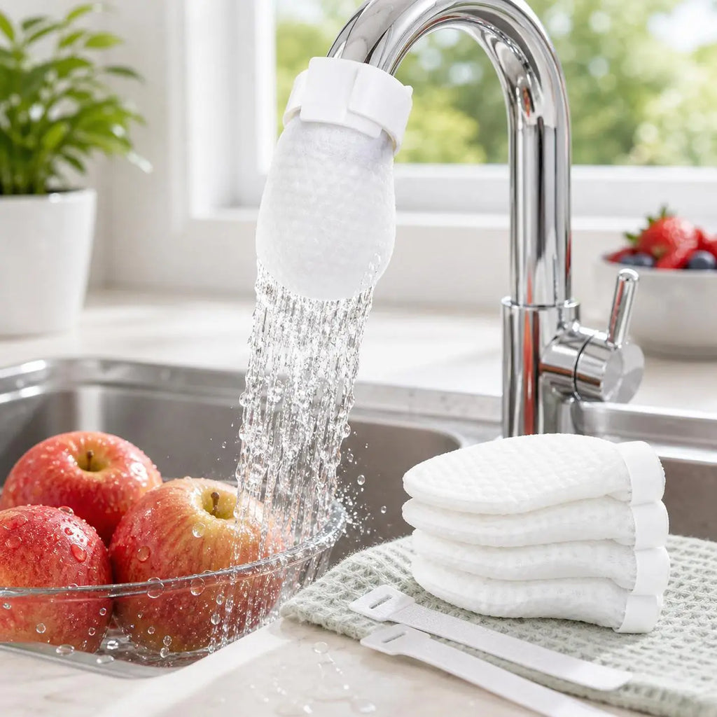 50-Pack Disposable Cotton Faucet Filter Bags with 5 Straps