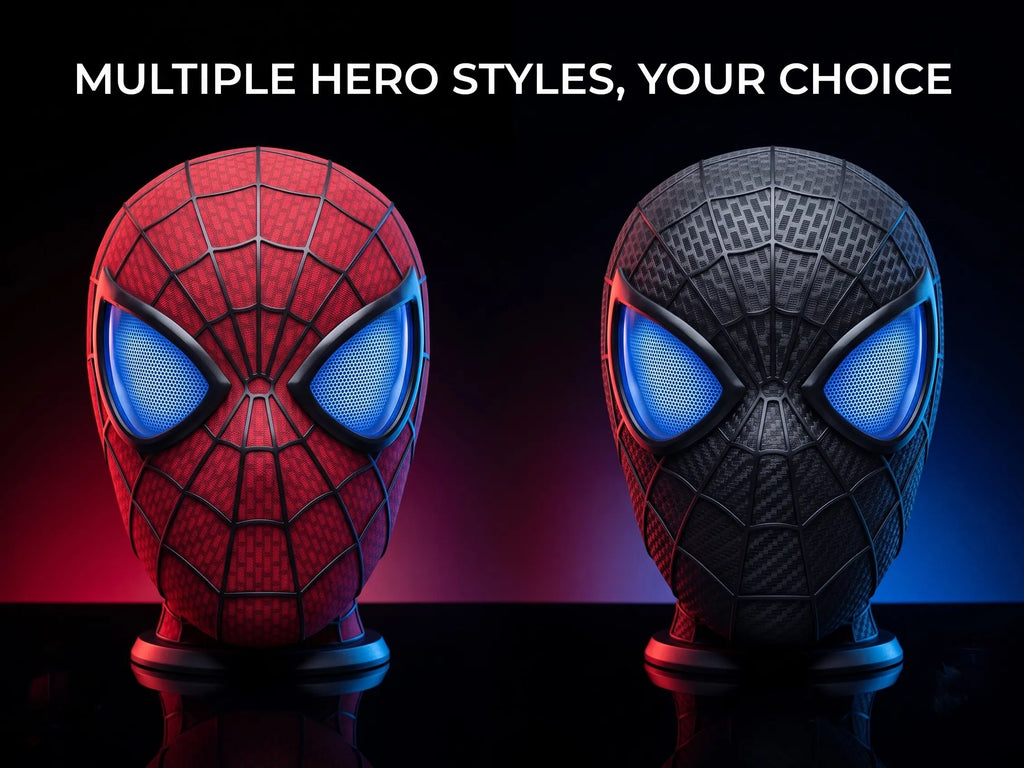 Cool Hero Mask Remote Control Skin-friendly Red & BlueLights Perfect for Cosplay, Halloween, Festivals, Parties -26cm x 19cm x 11cm - Plastic Material