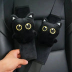 Cute Black Cat Seat Belt Cover, Soft Plush Shoulder Pad Car Accessory
