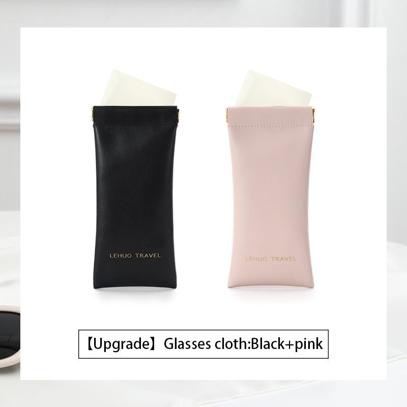 Soft PU Leather Squeeze-Top Eyeglasses and Sunglasses Pouch