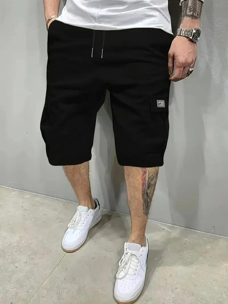 Men’s shorts set (1-piece or 3-piece options; khaki/black/gray) — slanted pockets — single rear side pocket — versatile casual wear — suitable for everyday use; summer shorts ideal for daily outings and vacations; multi-pocket casual shorts