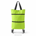 Foldable Shopping Trolley Bag with Wheels, Portable Reusable Grocery Tote, Lightweight Rolling Shopping Cart Bag with Carry Handles for Supermarket, Travel, Laundry and Daily Use