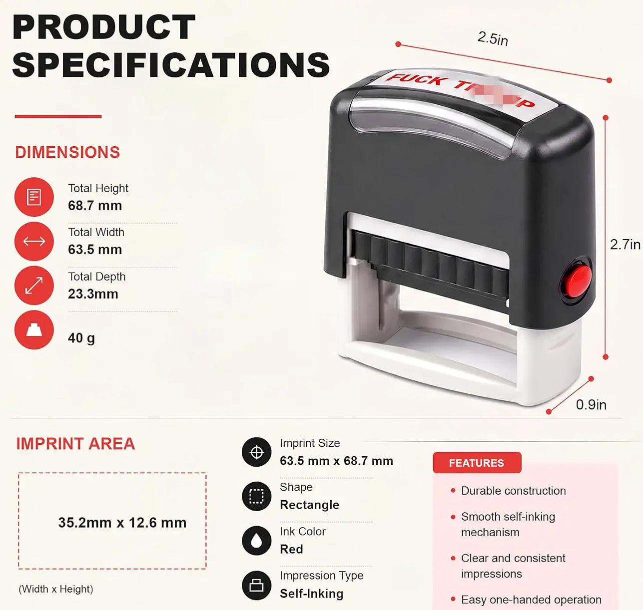 Self-Inking Red Ink Anti-Trump Novelty Stamp