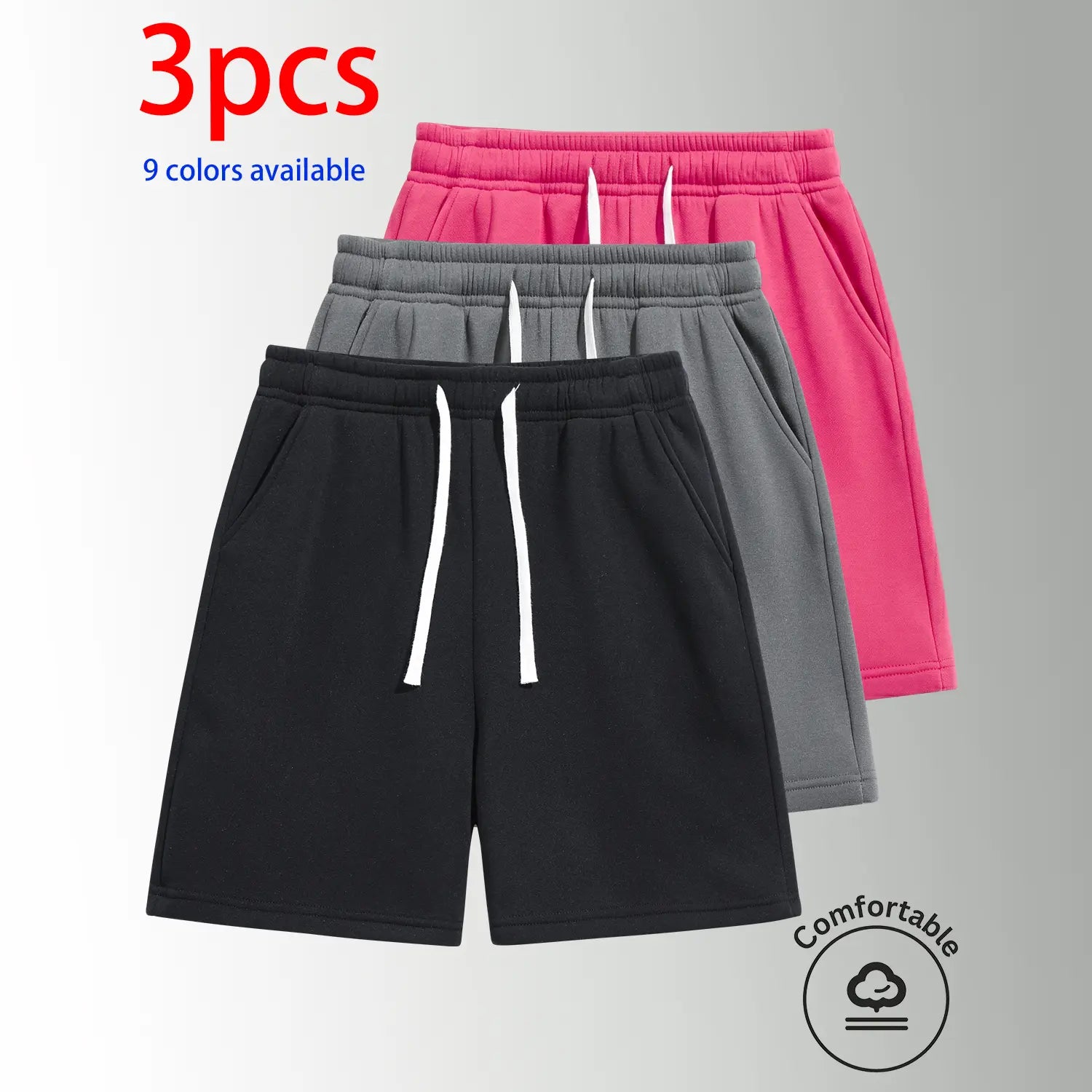 Unisex 3-Pack 5-Inch Drawstring Athletic Shorts: Breathable Running & Casual Shorts