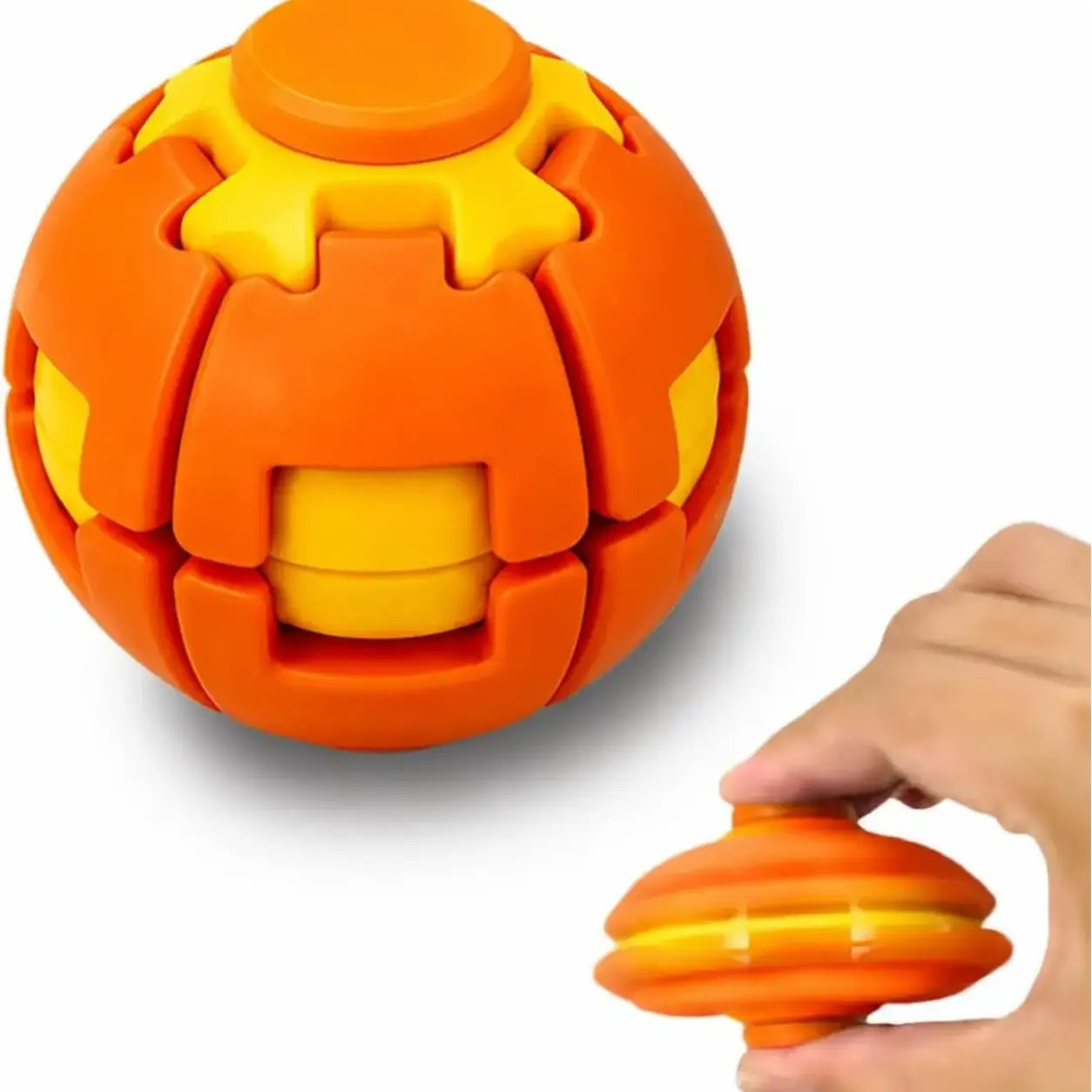 Hotfree Press-to-Spin Transforming Fidget Ball, 3D Printed Fidget Ball Toy, Smooth Spinning Sensory Gyro Toy, Stress Relief Desk Gadget, Anxiety Relief Fidget Spinner, ADHD Focus Aid, Portable Handheld Fidget Gyro Toy for Kids, Teens and Adults