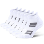 Mqamex Men's 6-Pair No-Show Terry-Sole Athletic Ankle Socks - Absorbent, Active, Breathable, Comfy, Thick for Cold-Weather Outdoor Training & Daily Wear, Absorbent Ankle Socks Menswear Sports Day Stylish White Esports
