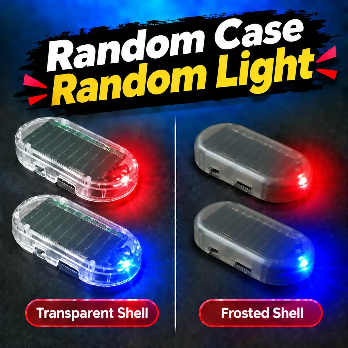 Solar Powered Fake Car Alarm Light,  Plastic Material Auto Light Sensor LED Simulated Security Warning Flashing Light, No Wiring DIY Car Anti-Theft Dummy Alarm Lamp