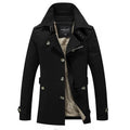 Men’s Elegant Plain Long Pea Coat - Single-Breasted, Turn-Down Collar, Slim Fit Casual Outdoor Jacket, Mens Tops Outerwear for Office, Everyday Wear