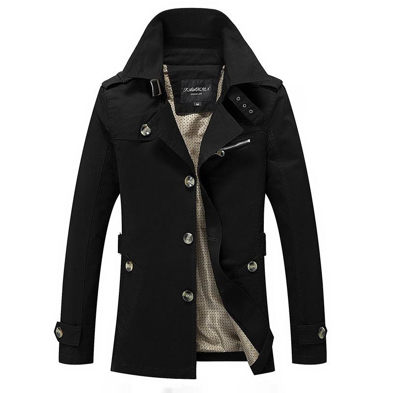 Men’s Elegant Plain Long Pea Coat - Single-Breasted, Turn-Down Collar, Slim Fit Casual Outdoor Jacket, Mens Tops Outerwear for Office, Everyday Wear