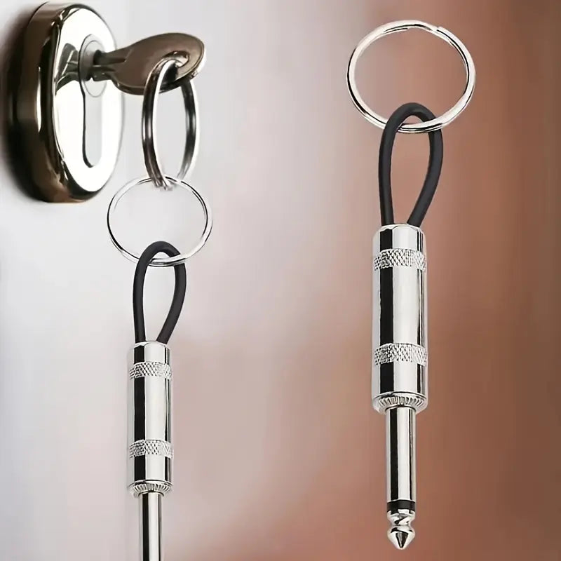 Guitar Amplifier Design Key Hook, 1 Set Including 1 Count Wall Mounted Key Holder with 4 Counts Guitar Plug Keychains, Home Organizer for Living Room Bedroom, Hanging Hook, Rustproof Sturdy Hooks