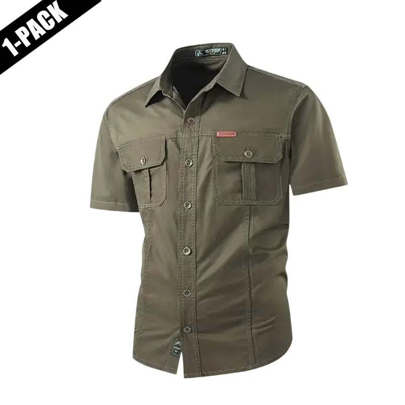 2-pack: summer outdoor casual short-sleeve work shirt with multiple pockets, lightweight design