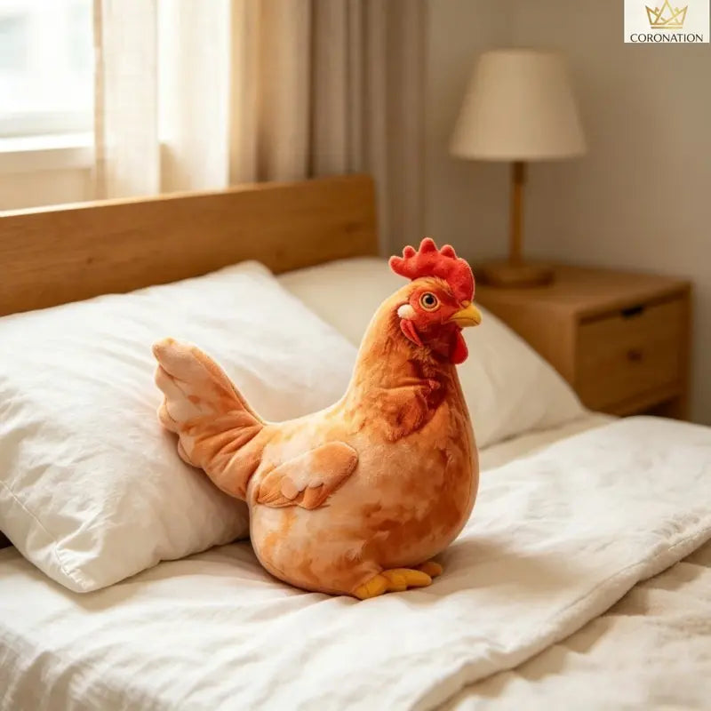 Chicken-Shaped Plush Pillow - Cute Hen Stuffed Animal, Realistic Look Home Decorative Cushion, Soft Furry Cushion, Quirky Hammock/Camping Accessory, Whimsical Unique Room Decor Quirky Gift